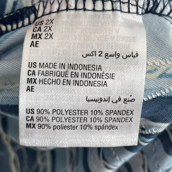 Jm Collection Womens Plus 2X Chain Print Blue Stretch Tunic Top 3/4 Sleeve Shirt - Picture 4 of 8